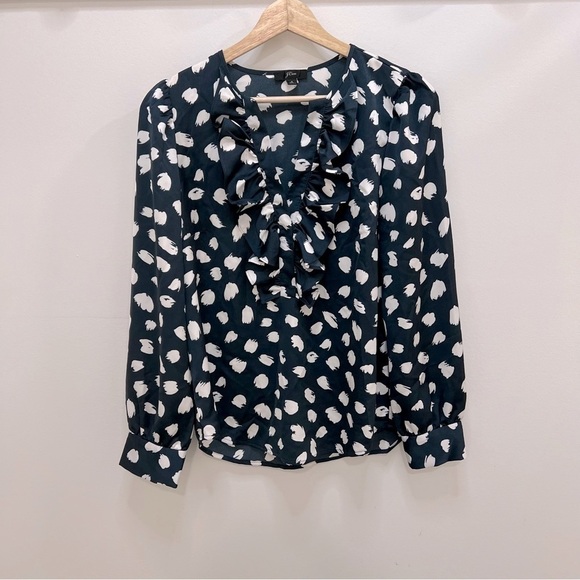 𝅺JCREW ruffle v neck blouse with darts - Picture 1 of 4
